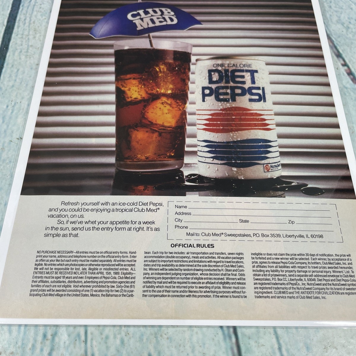 1989 Diet Pepsi Cola Soda Pop Vtg Print Ad/Poster Pinup Promo Art