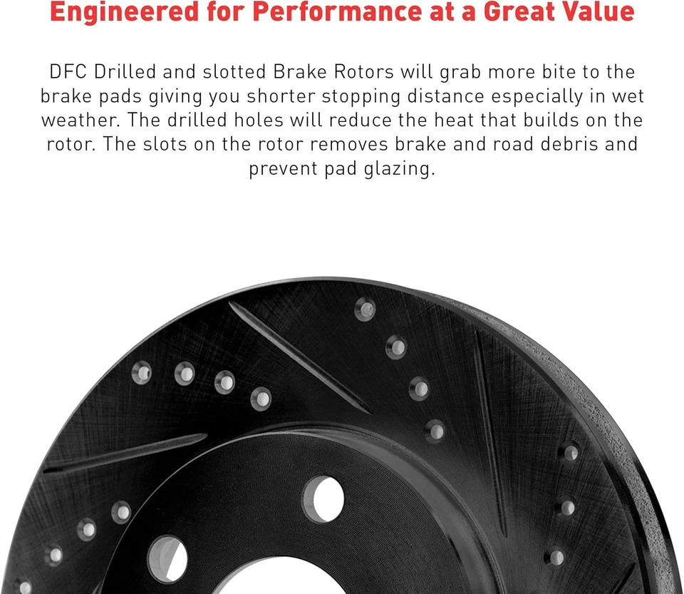 Dynamic Friction Brake Kit Rotors Drilled Slotted Black w/ Ceramic Pads - Image 3 of 4