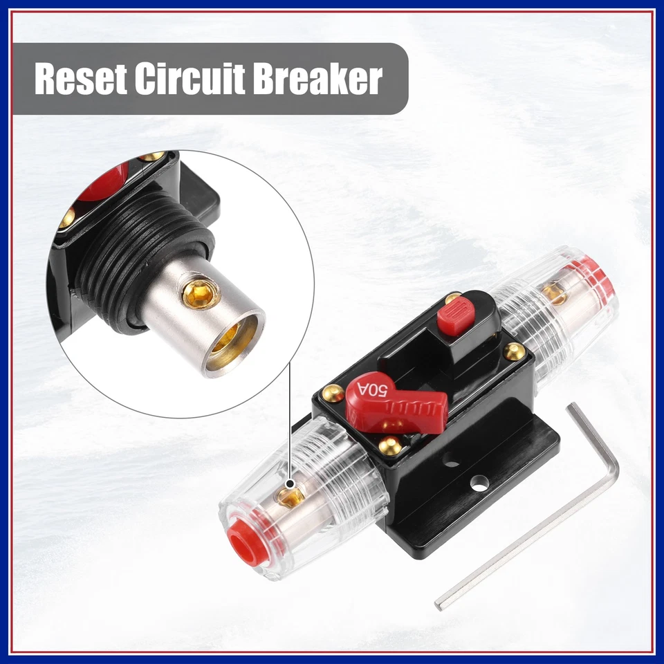 disjoncteur automobile 12 V-48 V CC 50A porte-fusible en ligne réarmement manuel - Photo 3/4