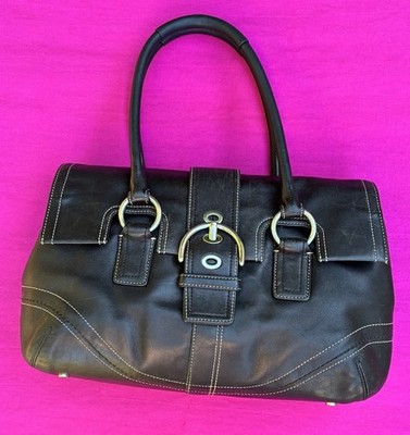 Coach Soho Hampton Buckle Flap Large Satchel Bag Rare Black