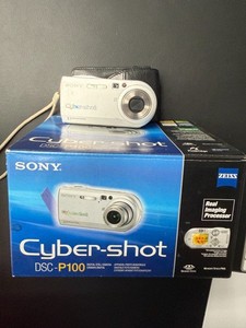 Sony Cybershot DSC-P100 5.1 MP Digital Camera Silver in Box Battery Charger