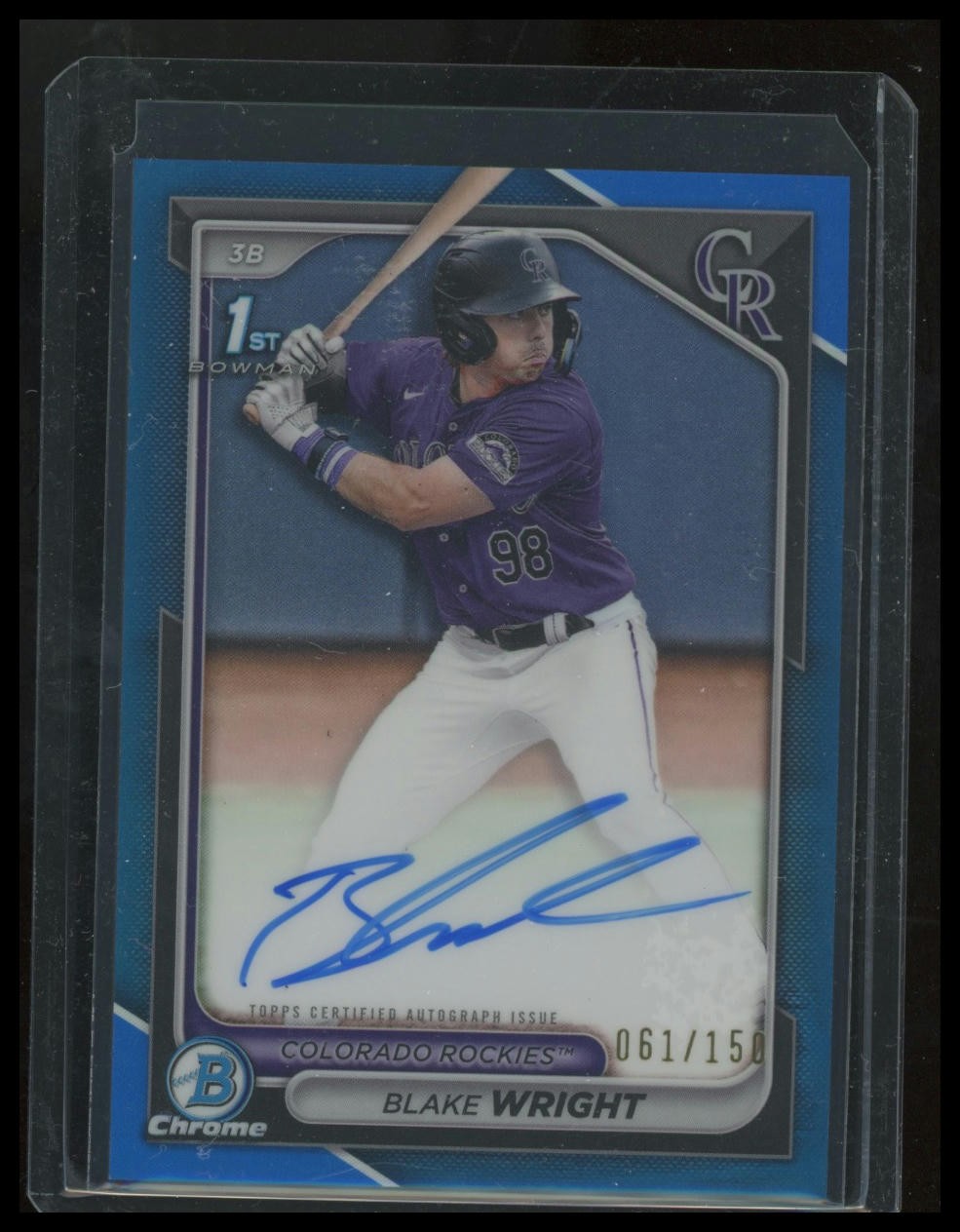 2024 Bowman Draft Chrome Blake Wright #CPA-BW Auto Blue Refractor /150