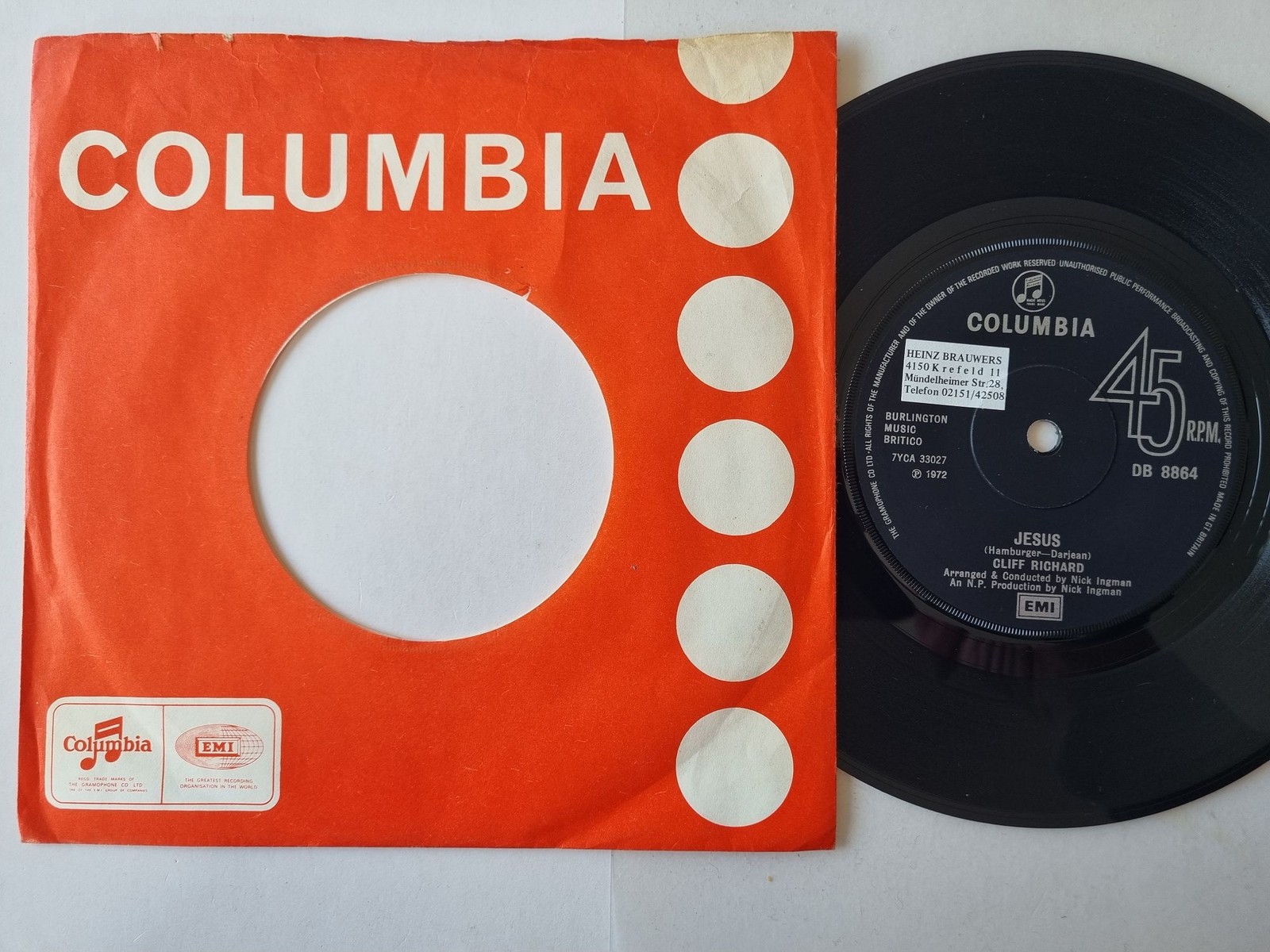 Cliff Richard - Jesus 7'' Vinyl UK