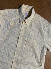 Brooks Brothers Yellow Check Original Polo Button Down S/S Shirt Men  s L EUC