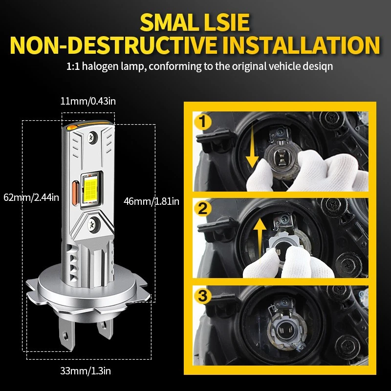 2 AMPOULES MINI H7 A LED EN 100W CANBUS 30000LM 6500K POUR FEU PHARE DE VOITURE - Bild 3 von 4