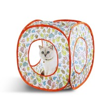 Andiker Cat Tent, 3 Holes Safe and Strong Cute Cats Tunnel Collapsible Yellow