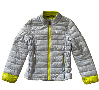 kjus girls size 8 soft puffer jacket lilac and lime green