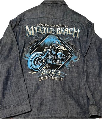 Bike Rally 2023 Myrtle Beach SC Long Sleeve Button Up Shirt Made By Rodi Jeans