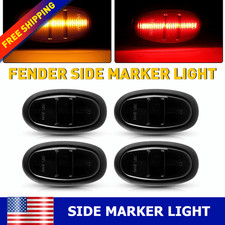 For 17-20 F-150 Raptor Front+Rear Amber+Red Smoked LED Fender Side Marker Lights