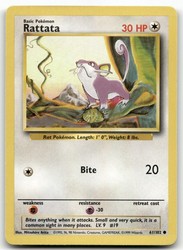 Rattata 61/102 Base Set Unlimited Common Pokemon Card