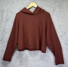 Women's 2X Nike Yoga Luxe Cropped Fleece Hoodie Sweatshirt Oversized Brown