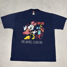 Vintage Disney Parks Minnie Mouse T Shirt Adult XL Navy Blue 90s Made in USA