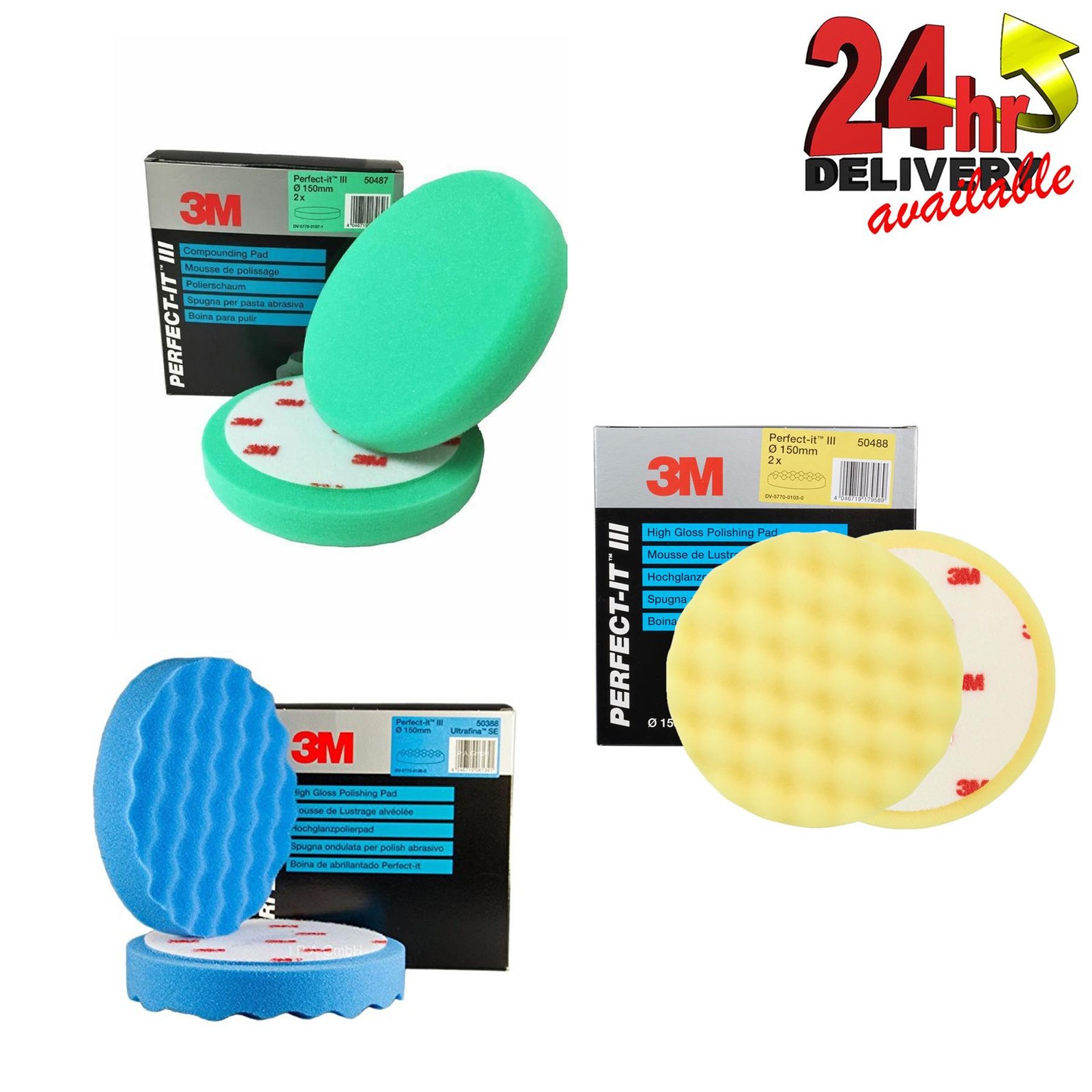 3M perfect it polishing pad full set, compounding, polishing and finish 150mm