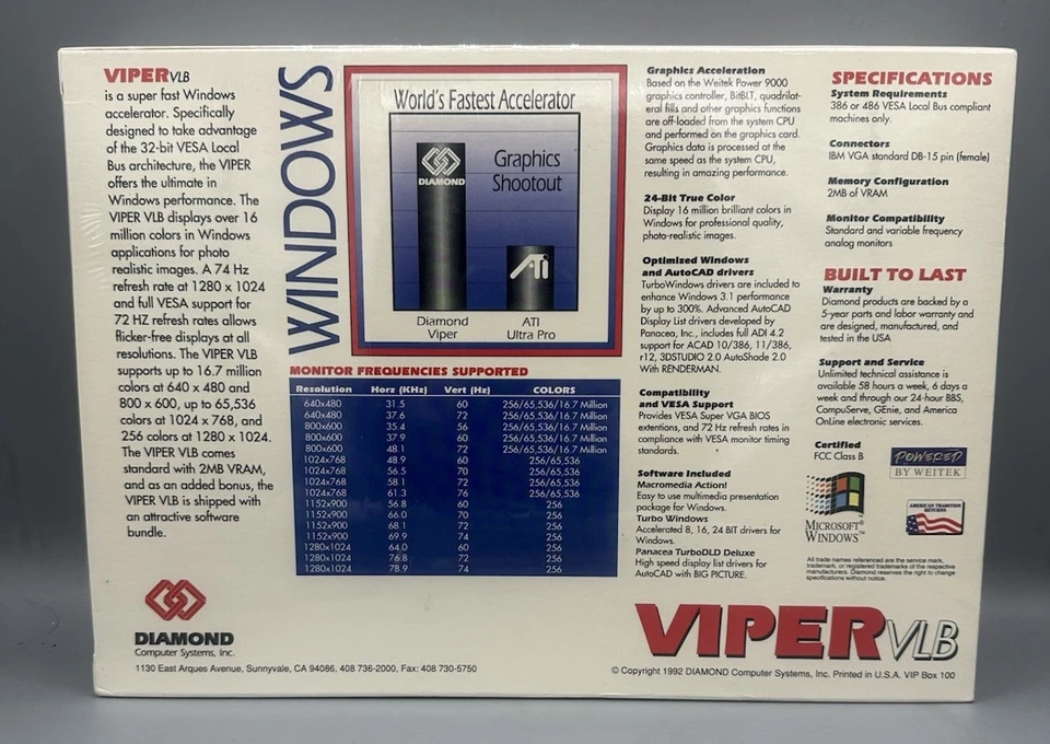 Diamond Viper VLB Veitek Power 9000 Graphics Card NEW & SEALED - Image 2 of 4