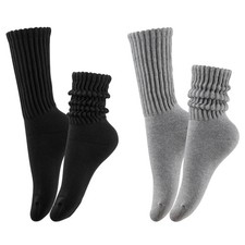 Slouch Scrunch Socks For Women High Tube Cotton Ribbed Retro Boot Calf Knit