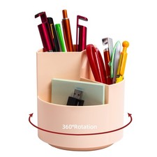 Desk Pencil Pen Holder, 3 Slots 360-Degree Spinning Organizers, Desktop Stora...