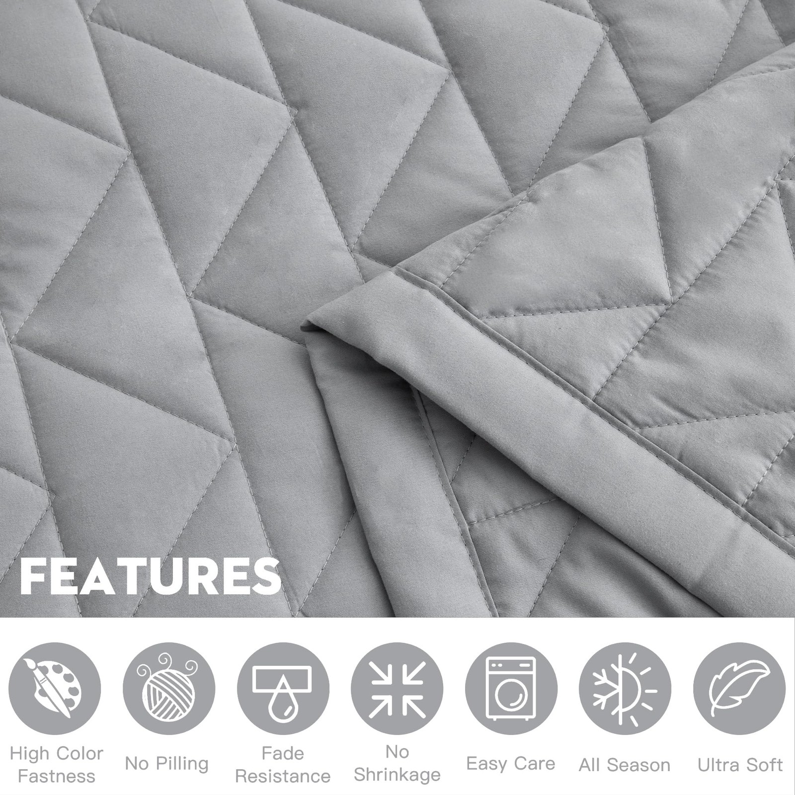 Oversized King Bedspread 128x120 Extra Wide Modern & Contemporary Look Lightwe