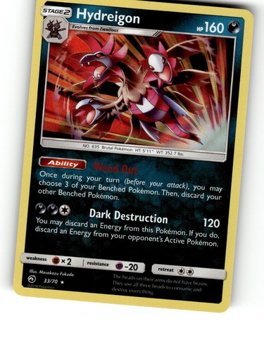 Hydreigon 33/70 Holo Rare Dragon Majesty Pokemon Lightly Played