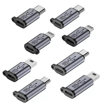 USB-C Female to Type-C Micro USB Mini USB Adapter 480Mbps Data 2.4A Charging
