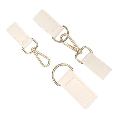 2Pcs Leather Snap Buckle Lock, 5.1'' Sew on Toggle Closure, Beige/Gold