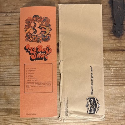 Vintage National Brewing Co. Beer Advertising Mr. Boh Steak Recipe w/ Envelope