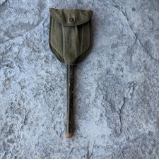 WWII US Ames 1944 Folding Entrenching Tool Shovel w Canvas Cover