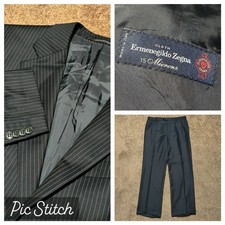 Ermenegildo Zegna Cloth Baumler 100 Wool Men  s 2 Piece Pinstripe Suit 48 / 110