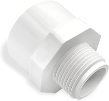3/4" X 1" PVC Pipe Adapter - Sch 40, MNPT X Slip, White, 1.83" Length, Made in U