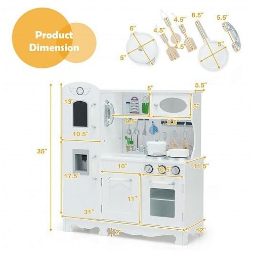 Set Pentole Cucina Finto Gioco Giocattoli per Bambini con Dispenser Acqua - Colore: Wh - Foto 5 di 5
