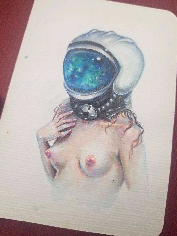 TANYA SHATSEVA [EVA GAMAYAN] "Space Girl" pintura original + tarjeta Mark Ryden Foto 2 de 4