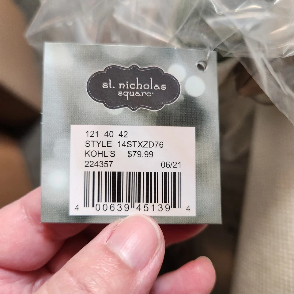 ST NICHOLAS SQUARE Jingling Juniper Santa Cream Green Lighted Christmas Tree - Image 4 of 4