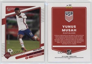 2021-22 Panini Donruss Road to Qatar Press Proof Purple /199 Yunus Musah #161