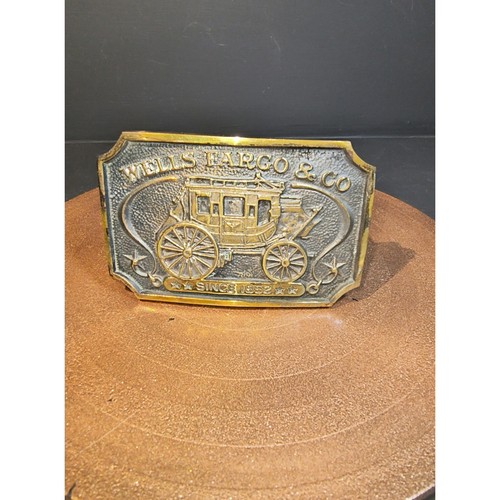 1360. Vintage Wells Fargo Brass Belt Buckle