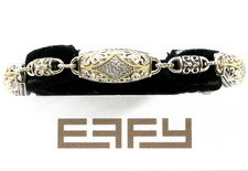 Effy Sterling Silver 18k Yellow Gold w/Diamonds Raised Scroll Design