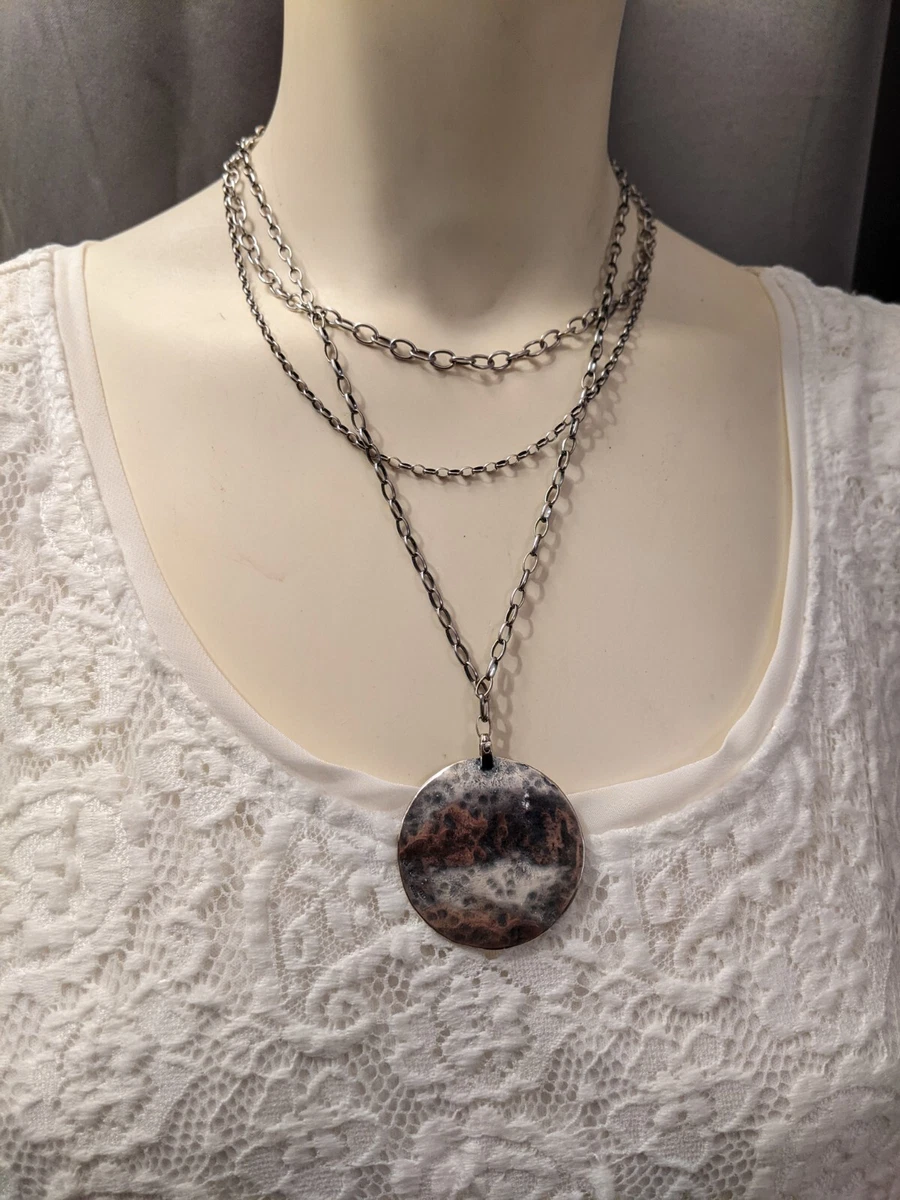 Silpada Hammered Disc Sterling Silver 925 Israel Layered Necklace N1725