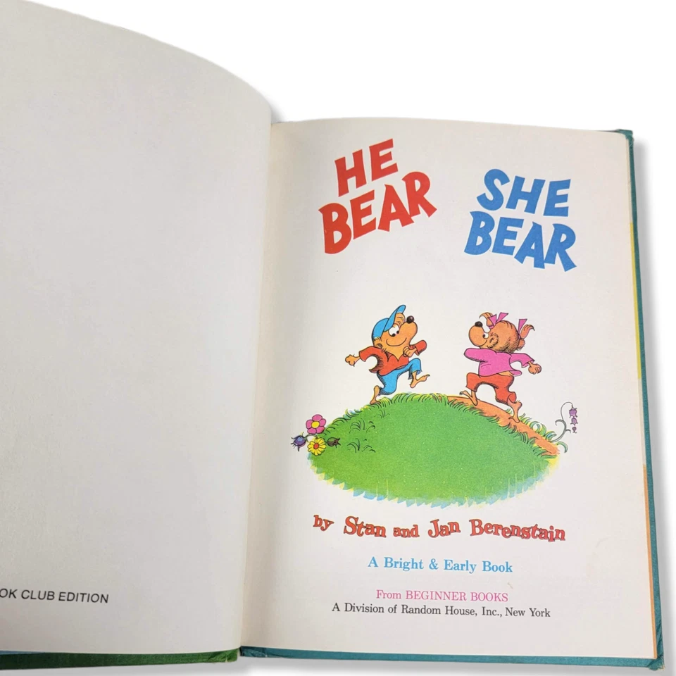 Vintage He Bear She Bear Book By Stan & Jan Berenstain Hardcover Dr. Seuss 1974 - Image 2 of 4