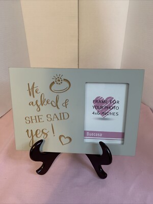 Buecasa Engagement Photo Frame, 11 X 7 3/4 ,  He Asked & She Said Yes , New