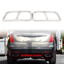 2x Silver Rear Exhaust Muffler Tail Pipe Cover Trim For Cadillac XT5 2016-2020