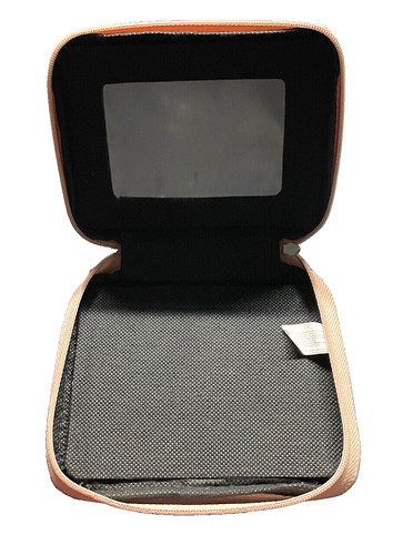 Makeup Bag w/Mirror Case Pouch Organize Cosmetic Travel School Pack - Pink/Coral