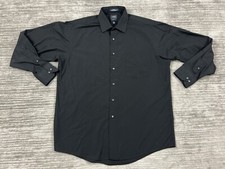 Arrow Shirt Mens 16.5 34/35 Black Long SLeeve Button Up Poplin Polyester Blend