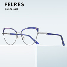 Women Metal Cat Eye Anti Blue Light Eyeglasses Fashion Clear Lens Glasses Frames