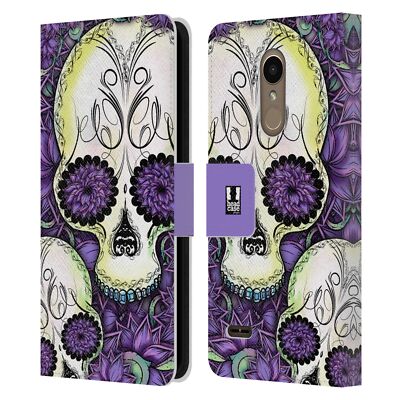 HEAD CASE DESIGNS FLORID OF SKULLS LEATHER BOOK CASE & WALLPAPER FOR LG PHONES 1