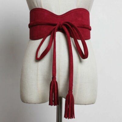 Faux Suede Tassel Belt, Obi Cinch Corset Belt Waistband for Dress Womens Faux Suede Tassel Belt Vintage Corset Cinch Obi Belts  main image 3