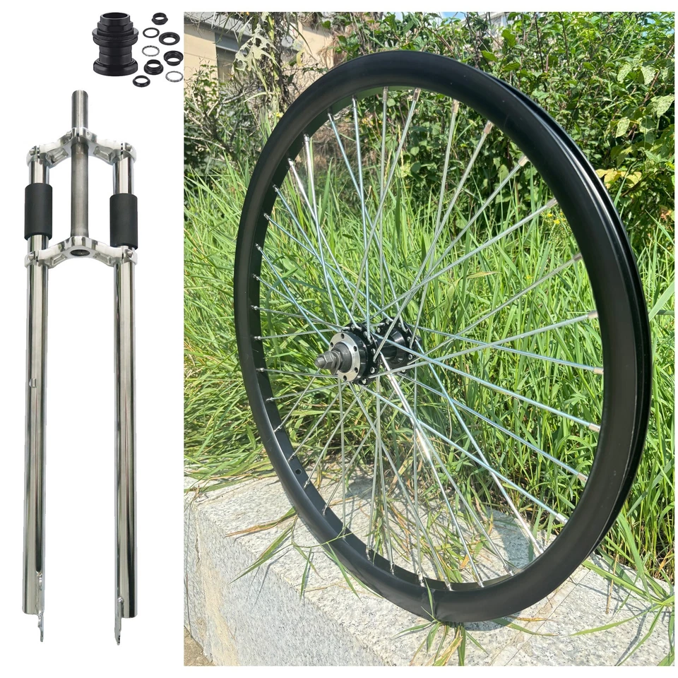DONSP1986 26" Bike Fork &headset, 1" Threaded TripleTree w/ Mag& Spoke Wheel Rim - Image 3 of 4