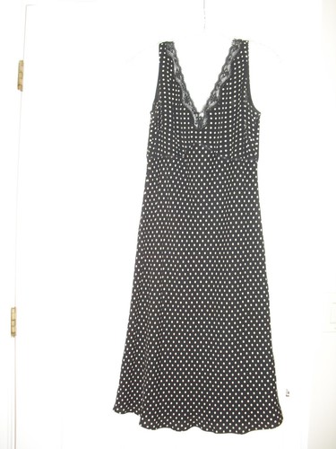 Ann Taylor Loft 100% Silk Polka Dots Dress - Lace Trim - V Neck Size 6 - Picture 5 of 7