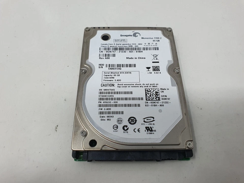 Dell Latitude D830 HDD Hard Disk Drive 80GB SATA 2.5" 0GN747 SEAGATE 9S5232-030 - Image 3 of 4