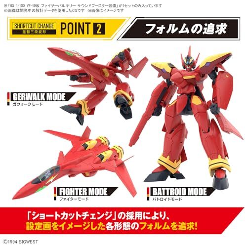 BANDAI HOBBY KIT HG Macross 1/100 VF-19 Custom FIRE Valkyrie with Sound - Picture 6 of 12
