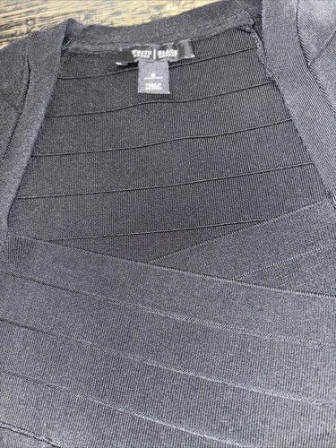WHITE HOUSE BLACK MARKET Wide Ribbed Square Neck Black Silk Sweater S NWOT - Picture 3 of 7