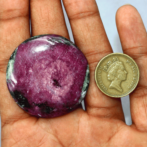 144 Cts Natural Flashy Ruby Zoisite AAA Grade 42MM Round Cabochon Loose Gemstone - Picture 10 of 14