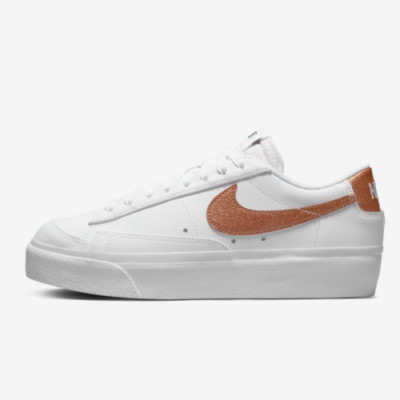 Womens Blazer Low Platform Nike Leather Shoes DQ7571  White Cooper 10